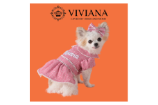ドッグウェア「VIVIANA」パフスリーブワンピース（Pink）｜犬服 犬用 犬用ワンピース 犬用ドレス サイズ展開