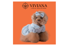 ドッグウェア「VIVIANA」パフスリーブワンピース（LightBlue）｜犬服 犬用 犬用ワンピース 犬用ドレス サイズ展開
