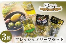 No.595 シェリーズ　フレッシュオリーブ3種セット（A） ／ 塩漬けオリーブ イタリア産オリーブ 神奈川県