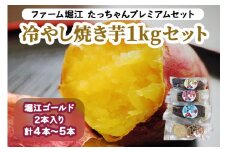たっちゃんプレミアムセット 冷やし焼き芋1kgセット (4本～5本 堀江ゴールド2本入り)｜焼き芋 さつもいも サツマイモ 冷凍 やきいも [0276]