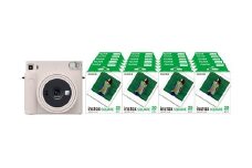 「インスタントカメラinstax™“チェキ”スクエアセット」instax™ スクエアフォーマットフィルム 2パック×20（合計400枚撮影可能）インスタントカメラ“チェキ”「instax SQUARE SQ1™ Chalk White」×1
