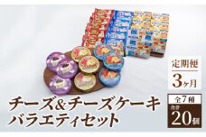チーズ＆チーズケーキセット 定期便 3ヶ月 クラフトチーズ バラエティ 20個 セット