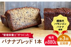 【全3回定期便】バナナブレッド 1本丸ごと約880g / ばなな 手作り ぱん パン 朝食 もったいない 化学合成農薬不使用 バランゴンばなな【earth7716factory】 [ASBV006]