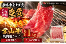 【全6回定期便】 葉山牛 焼肉用カルビ1Kg  / 牛肉 牛 肉 お肉 国産 赤身肉 やきにく 焼き肉 カルビ かるび BBQ ブランド牛 和牛 黒毛和牛 国産牛 贈答 ギフト 冷凍 葉山 定期 定期便 【有限会社葉山旭屋牛肉店】 [ASAP042]