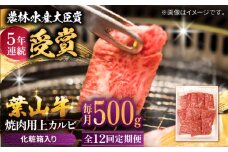 【全12回定期便】 葉山牛 焼肉用上カルビ500g / 牛肉 牛 肉 お肉 国産 赤身肉 やきにく 焼き肉 カルビ かるび 上カルビ 上かるび BBQ ブランド牛 和牛 黒毛和牛 国産牛 贈答 ギフト 冷凍 葉山 定期 定期便 【有限会社葉山旭屋牛肉店】 [ASAP046]