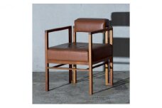 ラウンジチェア CHCL-01 1脚 椅子 インテリア 木材 家具 オシャレ【本革シート茶×ウォールナット】
