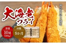 【定期便9か月】大海老フライ１０尾（約５００ｇ）【 エビフライ 海老フライ エビ 海老 フライ 冷凍 冷凍食品 神奈川県 大磯町 ブラックタイガー 大海老 洋食 進物用 お惣菜 父の日 お歳暮 ギフト 贈答品 食品 増粘多糖類 母の日 ディナー 誕生日 忘年会 】