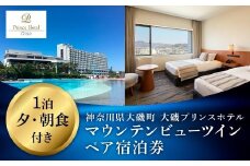 大磯プリンスホテル　マウンテンビューツイン1泊夕・朝食付きペアご宿泊券（除外日あり）【宿泊 宿泊券 旅行 サウナ スパ 神奈川県 大磯町 宿泊ギフト券 ホテル特典券 宿泊プレゼント 朝食付き宿泊券 1泊無料宿泊券 期間内サービス ホテル内サービス】