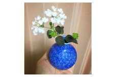 ＜一輪挿し＞ 美しく上品な瑠璃色の卓上用 小ぶりの可愛い花入れ　　うつわ陶芸家 高田リリー律子作　【1045158】