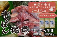 神奈川県産すっぽん鍋（２～３人前　約300ｇ）+すっぽんドリンク３本 【 すっぽん 鍋 ドリンク 国産 肉 神奈川県 山北町 】