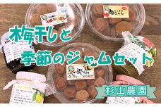 杉山農園 Ｄ 梅干しと季節のジャムセット【 梅干し 国産 塩だけ 酸っぱい ジャム 無添加 フルーツ 果物 詰め合わせ 食べ比べ 神奈川県 山北町 】