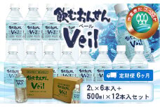 【定期便6ヶ月】飲むおんせんベール2L×6本入+500ml×12本入セット【 温泉水 温泉純度100％ 保存水 防災 神奈川県 山北町 】