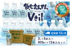 【定期便12ヶ月】飲むおんせんベール2L×6本入+500ml×12本入セット【 温泉水 温泉純度100％ 保存水 防災 神奈川県 山北町 】