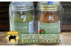 神奈川県産ハバネロ柚子こしょう70g×4本セット（青2本、赤2本）＜2024年11月13日出荷開始～2025年1月10日出荷終了＞【 柚子胡椒 神奈川県 山北町 】