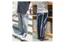 亀田縞　長パン　「亀とうさぎ」　ブルーFN縞・Mサイズ