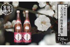 越乃寒梅 大江山産特別本醸造 720ml×2本 限定酒 酒 日本酒 720ml 2本 地酒 本醸造 特別本醸造 五百万石米100％ 淡麗 辛口 冷や 燗 ぬる燗 ギフト 贈り物 プレゼント 自宅用 晩酌 新潟県