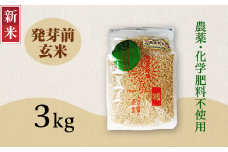 E1-H031A新潟県長岡産コシヒカリ 発芽前玄米 3kg
