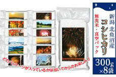 ASK08-1北魚沼産コシヒカリ（長岡川口地域）無洗米真空パック 2.4kg（300g×8袋）「見て味わう長岡の四季」