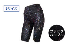 I4-58EA【カラー：ブラックパープル サイズ：S】A.A.TH for femtech/サニタリーハーフタイツ（プリント）（品番：AAP85FP2）