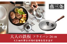 [大人の鉄板] 4.5mmの厚みが肉の旨みを引き出す フライパン26cm 蓋付き【025P014】
