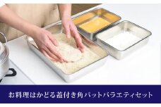 お料理はかどる 蓋付き角バット お得なバラエティセット 12点 （1/1×1個、1/2×2個、1/3×3個、1/4×4個、1/2スリム×2個 角バット計12点セット） ステンレスバット 燕三条製 キッチングッズ 調理器具 キッチンツール 蓋つき 新生活 一人暮らし 【030S004】