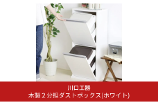 木製2分別ダストボックス（ホワイト）おしゃれ インテリア 収納スペース ゴミ箱  完成品 燕三条製 [川口工器]【069S001】