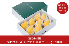 先行予約 ル レクチェ 4kg（8〜14玉）[11月下旬から発送予定] 令和7年度 西洋梨 贈答用  ル レクチエ 洋梨 化粧箱 洋ナシ ル・レクチェ [渡辺果樹園] 【024S019】