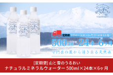 [定期便500ml×24本×6か月]ナチュラルミネラルウォーター 計500ml×144本 6か月連続でお届け 山と雪のうるおい 軟水 天然水 湧水 ミネラルウォーター 防災用品 防災グッズ【040S014】