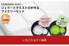 ジェラートマエストロが作るファミリーセット 1L×2 合計2L[いちごミルク・抹茶] ジェラート アイス 大容量 ファミリーパック 添加物不使用  [Gelateria coco]【017S104】