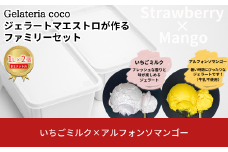 ジェラートマエストロが作るファミリーセット 1L×2 合計2L[いちごミルク・アルフォンソマンゴー] ジェラート アイス 大容量 ファミリーパック 添加物不使用  [Gelateria coco]【017S107】