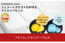 ジェラートマエストロが作るファミリーセット 1L×2 合計2L[アルフォンソマンゴー・ラムネ] ジェラート アイス 大容量 ファミリーパック 添加物不使用  [Gelateria coco]【017S109】