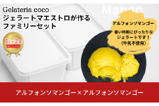 ジェラートマエストロが作るファミリーセット 1L×2 合計2L[アルフォンソマンゴー×2] ジェラート アイス 大容量 ファミリーパック 添加物不使用  [Gelateria coco]【017S111】