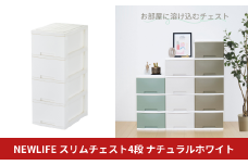 NEWLIFE スリム4段 ナチュラルホワイト 収納ケース 衣装ケース プラスチック 新生活 引っ越し 大容量 引き出し プラスチック 収納棚 おしゃれ 押入れ 押し入れ収納 リビング収納 10000円以下 1万円以下 【010S612】