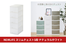 NEWLIFE スリム5段 ナチュラルホワイト 収納ケース 衣装ケース プラスチック 新生活 引っ越し 大容量 引き出し プラスチック 収納棚 おしゃれ 押入れ 押し入れ収納 リビング収納 10000円以下 1万円以下 【010S620】