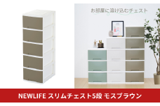 NEWLIFE スリム5段 モスブラウン 収納ケース 衣装ケース プラスチック 新生活 引っ越し 大容量 引き出し プラスチック 収納棚 おしゃれ 押入れ 押し入れ収納 リビング収納 10000円以下 1万円以下 【010S624】