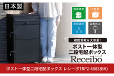 ポスト一体型二段宅配ボックス レシーボ TRP2-4583(BK) 45.2×47.1×82.8cm 保管庫 ブラック 黒 2段宅配ボックス 鍵付き 防犯対策 [グリーンライフ] 【040S040】
