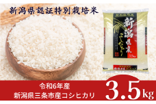 [数量限定] 令和6年産 新潟県認証特別栽培米コシヒカリ3.5kg  新潟県三条市産コシヒカリ 精米 こしひかり [外山敏雄商店]【011S317】