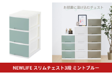 NEWLIFE スリム3段 ミントブルー 収納ケース 衣装ケース プラスチック 新生活 引っ越し 大容量 引き出し プラスチック 収納棚 おしゃれ 押入れ 押し入れ収納 リビング収納 10000円以下 1万円以下 【010S611】