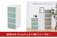 NEWLIFE スリム4段 ミントブルー 収納ケース 衣装ケース プラスチック 新生活 引っ越し 大容量 引き出し プラスチック 収納棚 おしゃれ 押入れ 押し入れ収納 リビング収納 10000円以下 1万円以下 【010S619】