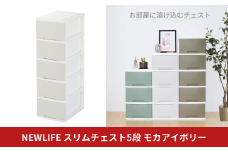 NEWLIFE スリム5段 モカアイボリー 収納ケース 衣装ケース プラスチック 新生活 引っ越し 大容量 引き出し プラスチック 収納棚 おしゃれ 押入れ 押し入れ収納 リビング収納 10000円以下 1万円以下 【010S623】