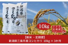 先行予約 コシヒカリ定期便10kg(5kg×2袋)×3回 新潟県 三条市 下田産 こしひかり 10kg 精米 白米 【060S010】