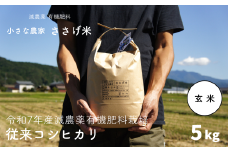 先行予約 減農薬有機肥料栽培 新潟県産 従来コシヒカリ 玄米 5kg [10月下旬から発送予定] 令和7年産米 [小さな農家ささげ米]【014S089】