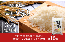 [定期便 5kg×3ヶ月] 県認証 特別栽培米 コシヒカリ5kg 合計15kg 無洗米 新潟県認証 令和7年産 新潟県三条市産 こしひかり 3か月連続でお届け 【031S022】