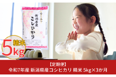 新米 先行予約 [定期便5kg×3か月] 新潟県産コシヒカリ こしひかり 計15kg 令和7年産 3ヵ月連続でお届け [株式会社白熊]【020S012】