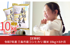 新米 先行予約 [定期便10kg×6か月] 令和7年産 新潟県三条市産コシヒカリ  計60kg 新米 こしひかり 6か月連続でお届け [株式会社白熊]【076S002】