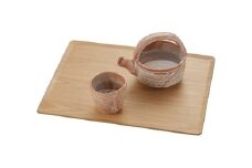 明城焼 恒炎窯 志野釉の手付き酒器セット[ZB434]