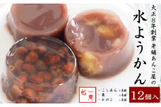 老舗あんこ屋が作る「水ようかん（こし・栗・かのこ）」詰合せ 12個入[ZB429]