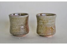 明城焼 恒炎窯 自然釉湯呑み 2個セット[ZB626]