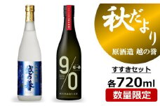 【先行予約】越の誉 日本酒飲み比べ 「越後の酒蔵 秋だより」すすきセット 720ml×2種 純米無濾過生原酒・大吟醸生酒[Y0100]