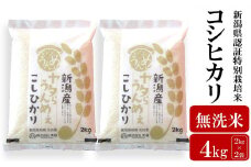 【先行予約・令和7年産新米】コシヒカリ 無洗米 4kg（2kg×2袋）ヤタらうんめぇ お米 新潟県産 小分け 水田環境鑑定士在籍[Y0199]